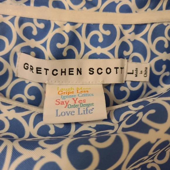 Gretchen Scott Heavens Gate Off Shoulder Belted Dress Blue White Size Large - Picture 3 of 7